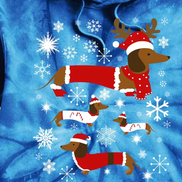 Cute Dachshund Christmas For Dog Lovers Gift Tie Dye Hoodie