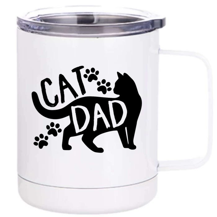 Cat Dad Cute FatherS Day Front & Back 12oz Stainless Steel Tumbler Cup