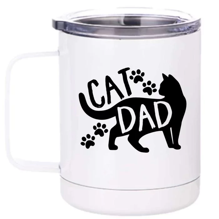 Cat Dad Cute FatherS Day Front & Back 12oz Stainless Steel Tumbler Cup