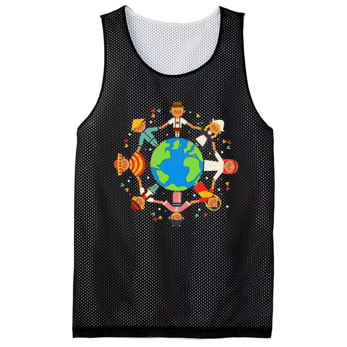 Cultural diversity Children Around the World Earth Day Mesh Reversible Basketball Jersey Tank