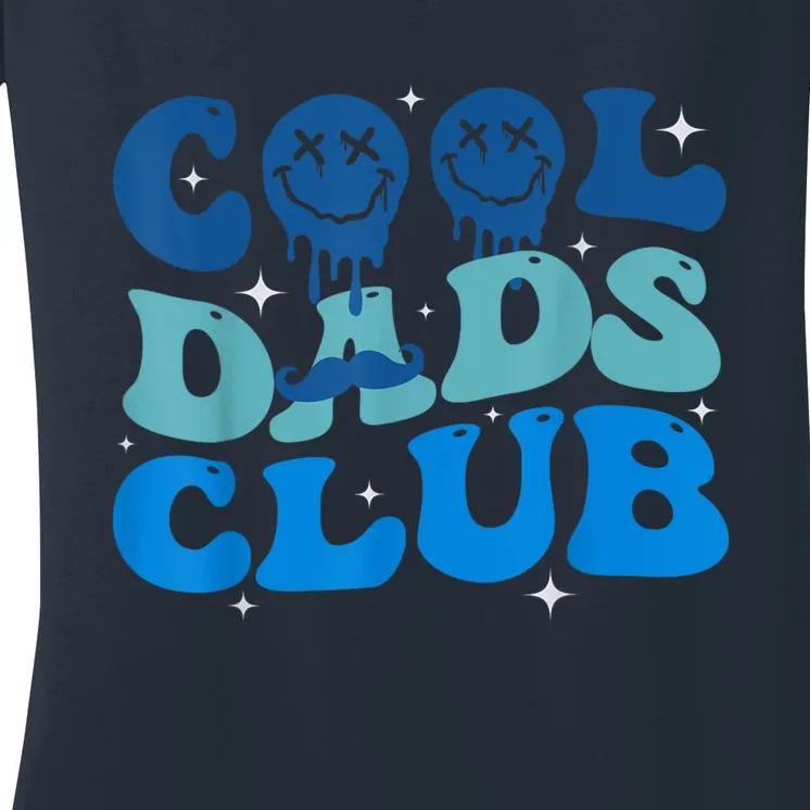 Cool Dads Club Funny Smile Fathers Day Gift Groovy Cool Dads Women's V-Neck T-Shirt