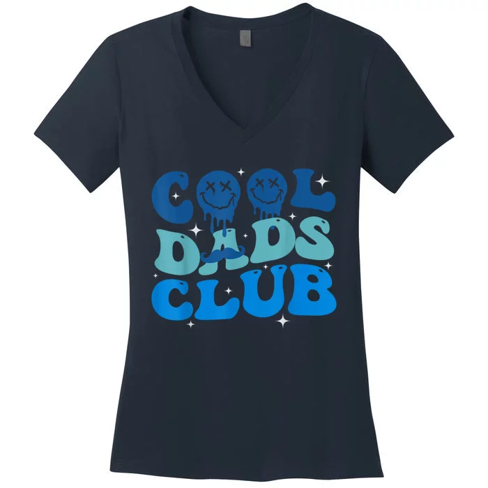 Cool Dads Club Funny Smile Fathers Day Gift Groovy Cool Dads Women's V-Neck T-Shirt