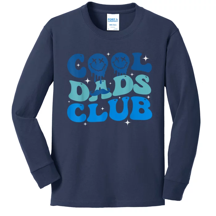 Cool Dads Club Funny Smile Fathers Day Gift Groovy Cool Dads Kids Long Sleeve Shirt