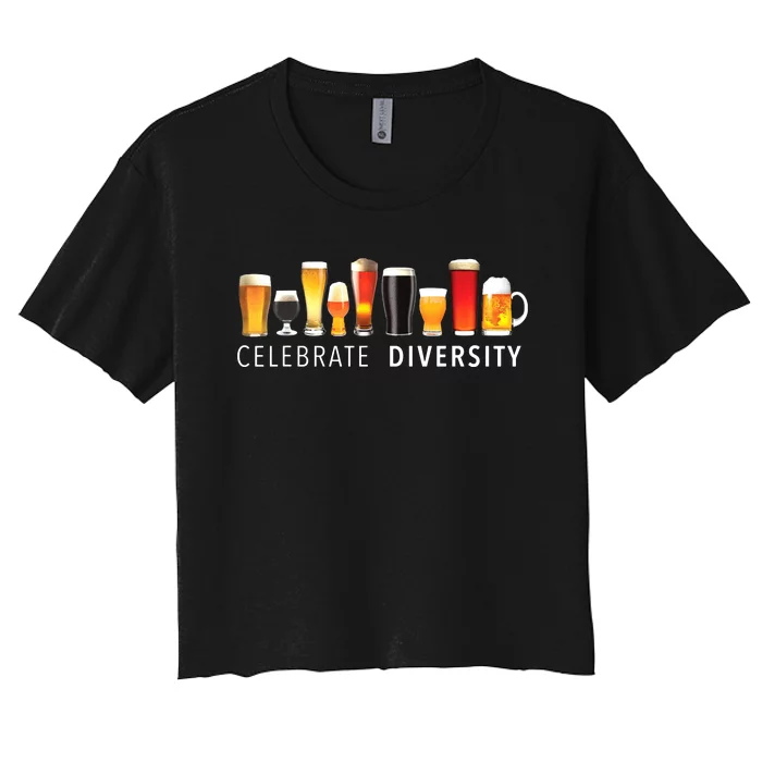 Celebrate Diversity Craft Beer Drinking Women's Crop Top Tee