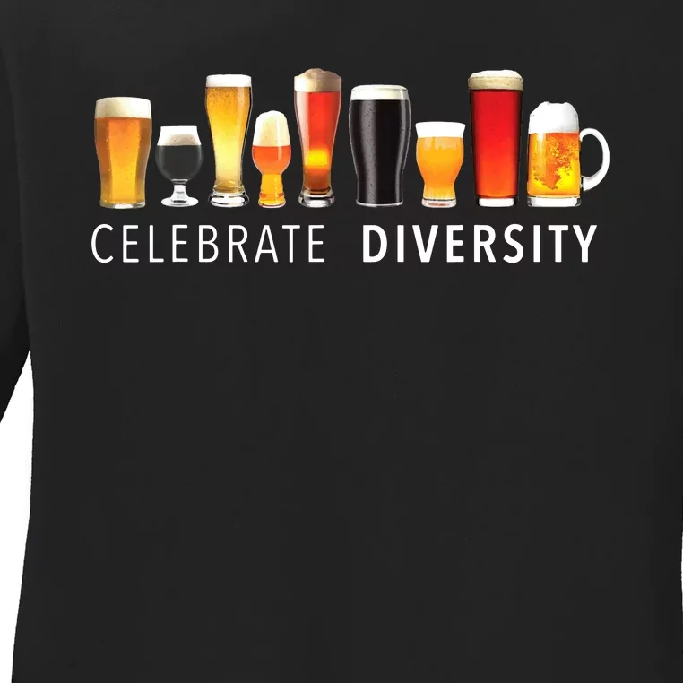 Celebrate Diversity Craft Beer Drinking Ladies Long Sleeve Shirt