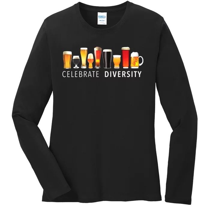 Celebrate Diversity Craft Beer Drinking Ladies Long Sleeve Shirt