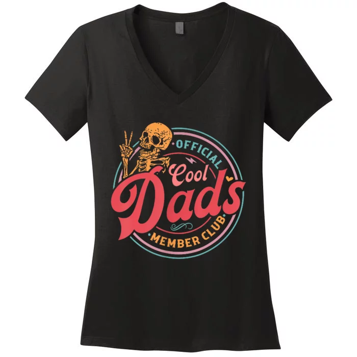 Cool Dads Club Funny Skelton Women's V-Neck T-Shirt