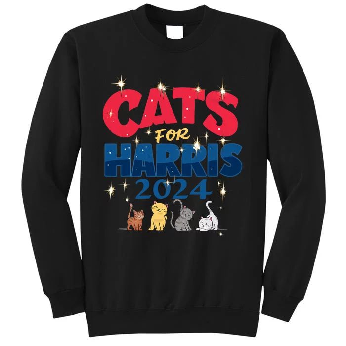 Cat Design Cats For Kamala Funny Harris Supporter Tall Sweatshirt