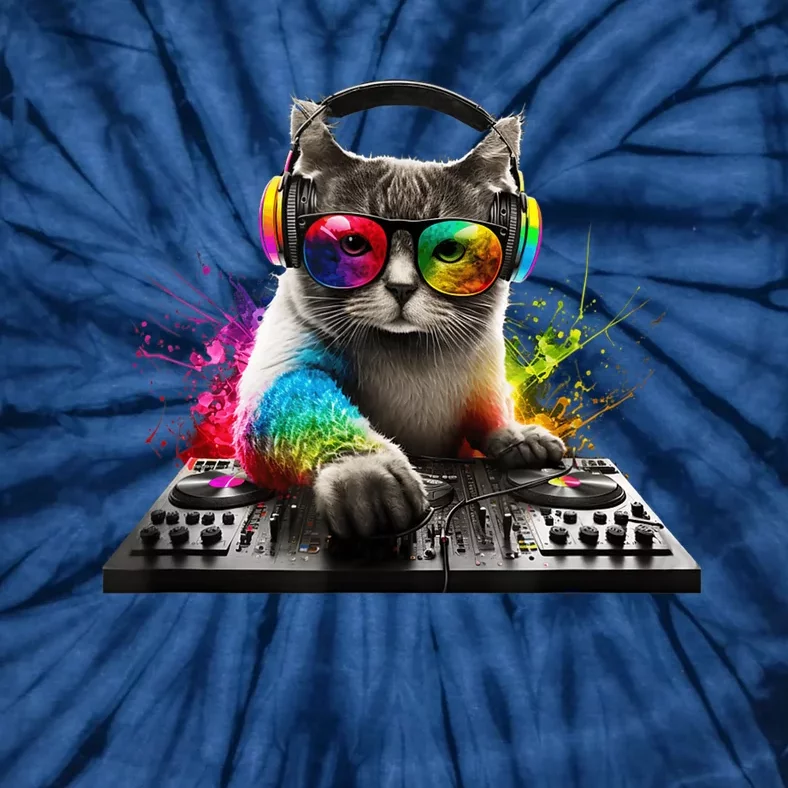 Cat DJ Tie-Dye T-Shirt