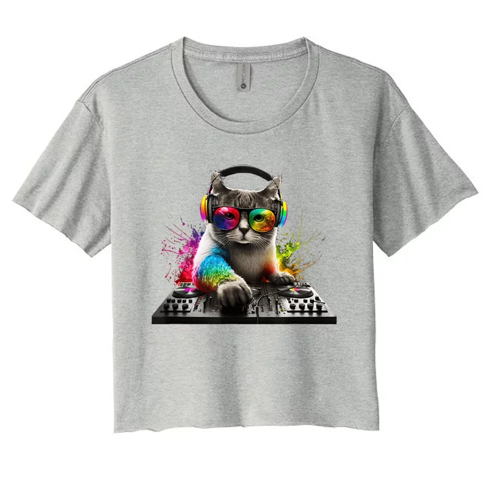 Cat DJ Women's Crop Top Tee