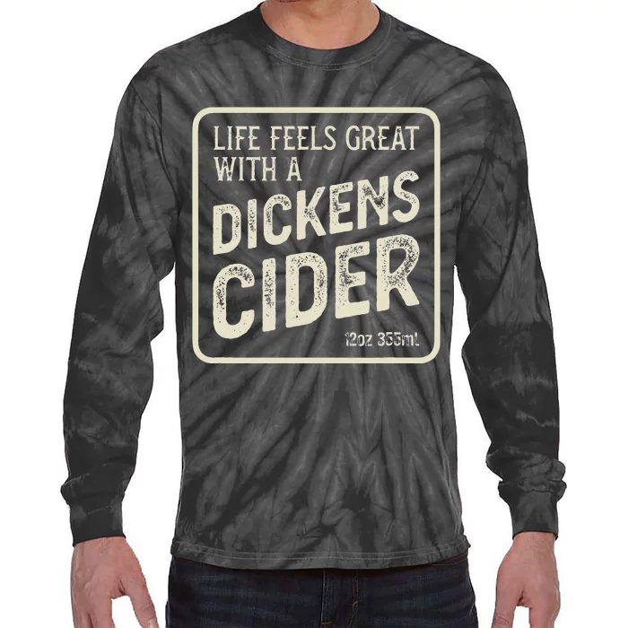 Cheeky Dickens Cider Bottle Label Witty Innuendo Tie-Dye Long Sleeve Shirt