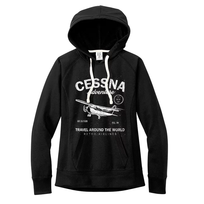 Cessna Distressed Women's Fleece Hoodie