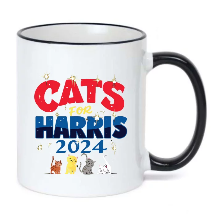 Cat Design Cats For Kamala Funny Harris Supporter Black Color Changing Mug