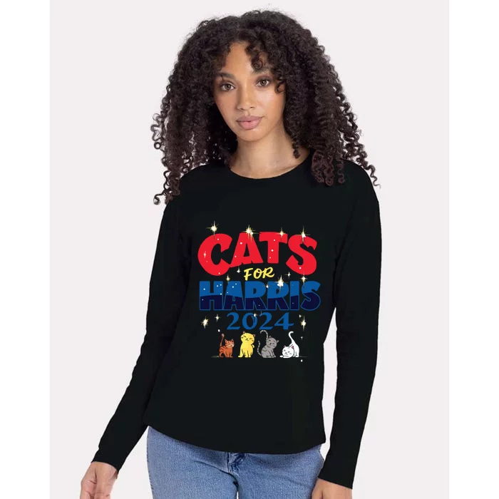 Cat Design Cats For Kamala Funny Harris Supporter Womens Cotton Relaxed Long Sleeve T-Shirt