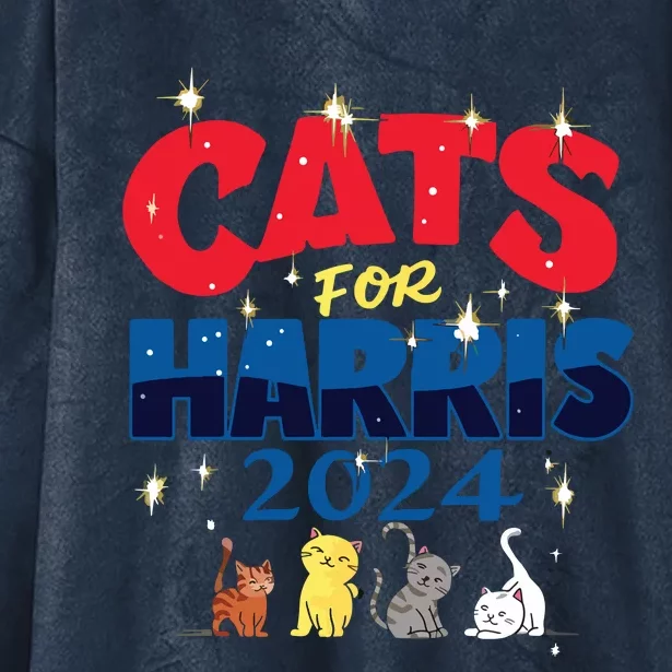 Cat Design Cats For Kamala Funny Harris Supporter Hooded Wearable Blanket