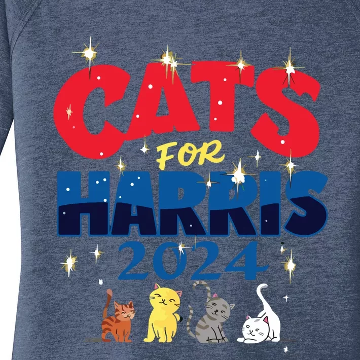 Cat Design Cats For Kamala Funny Harris Supporter Women's Perfect Tri Tunic Long Sleeve Shirt