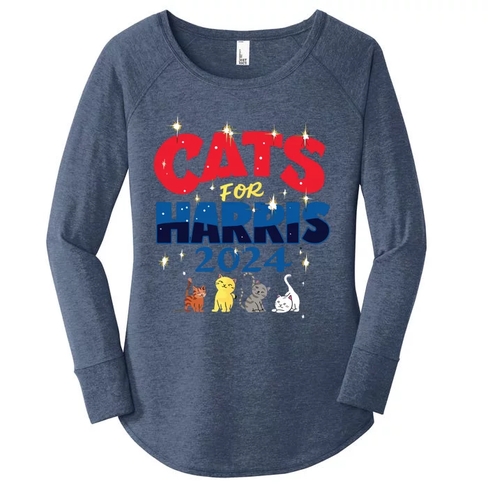 Cat Design Cats For Kamala Funny Harris Supporter Women's Perfect Tri Tunic Long Sleeve Shirt