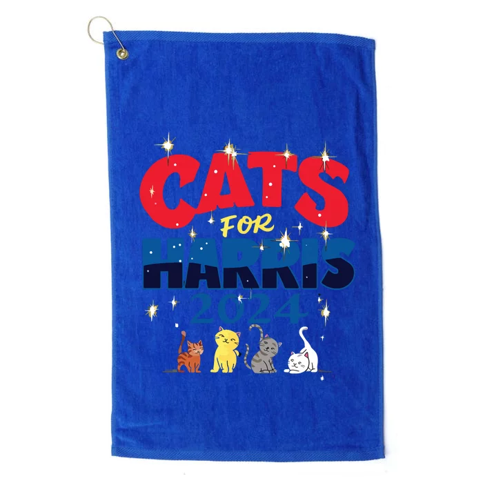 Cat Design Cats For Kamala Funny Harris Supporter Platinum Collection Golf Towel