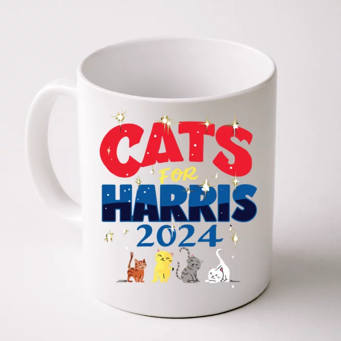 Cat Design Cats For Kamala Funny Harris Supporter Front & Back Coffee Mug