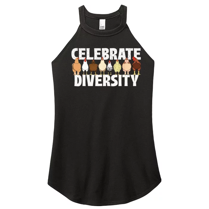 Celebrate Diversity Chicken Lover Farmyard Animal Lover Women’s Perfect Tri Rocker Tank