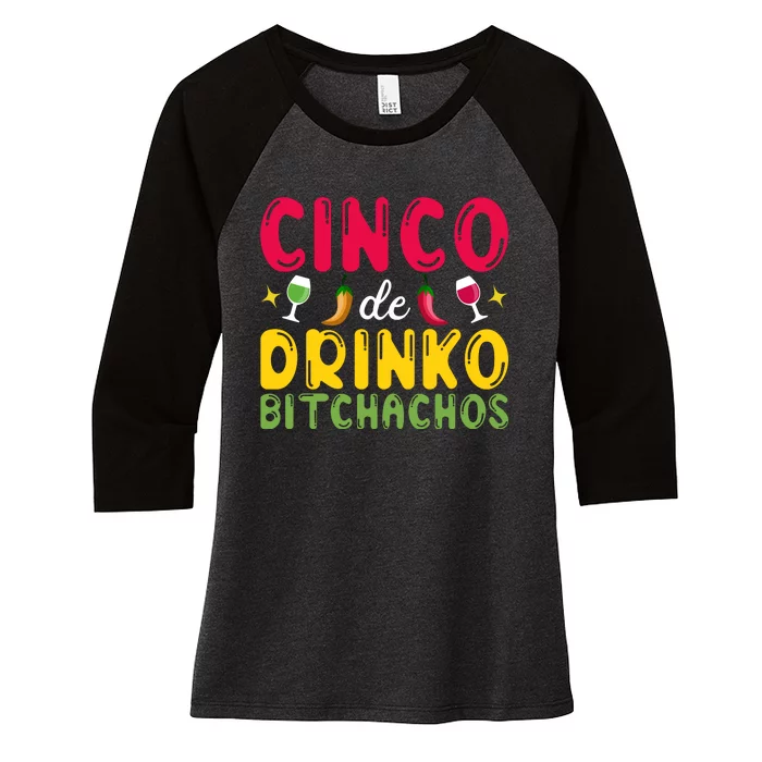 Cinco De Drinko Fiesta Women's Tri-Blend 3/4-Sleeve Raglan Shirt