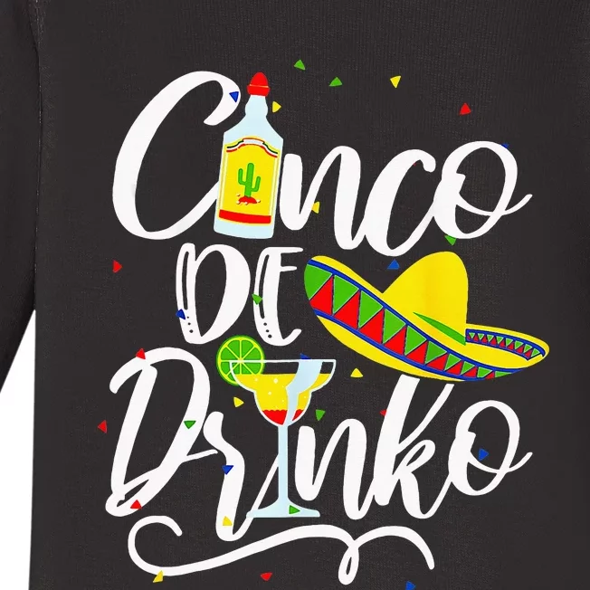 Cinco De Drinko Funny Cinco De Mayo Baby Long Sleeve Bodysuit