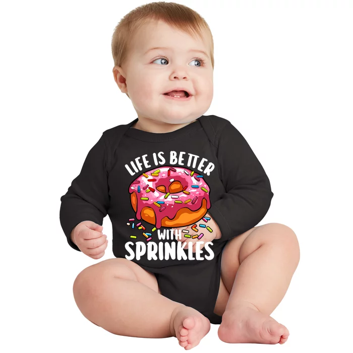 Cool Donut Design For Women Doughnut Donut Lover Baby Long Sleeve Bodysuit