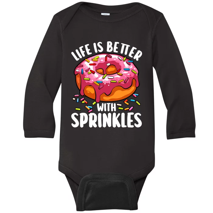 Cool Donut Design For Women Doughnut Donut Lover Baby Long Sleeve Bodysuit