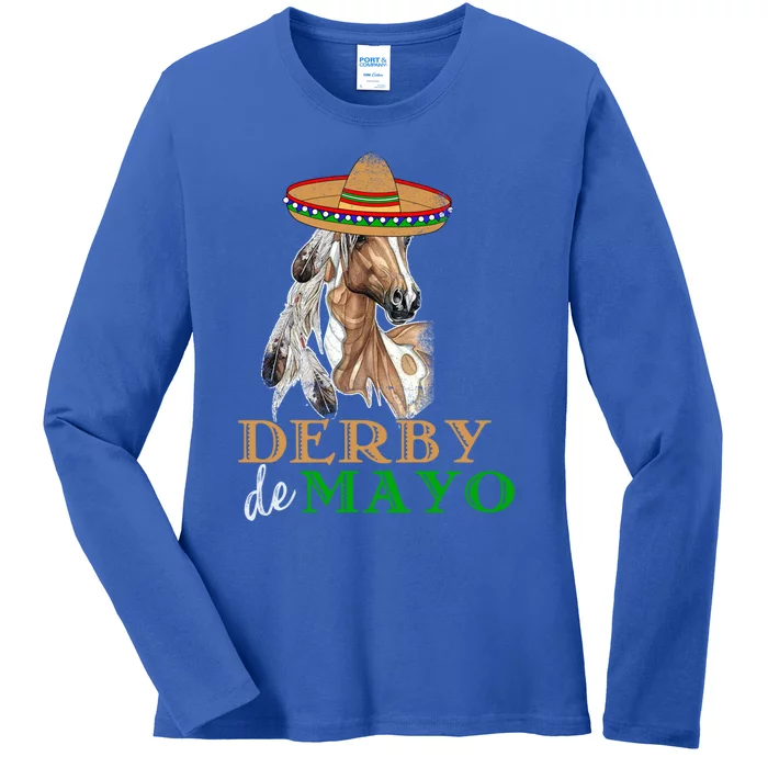 Cinco De Derby Gift Mexican Kentucky Horse Race Meaningful Gift Ladies Long Sleeve Shirt