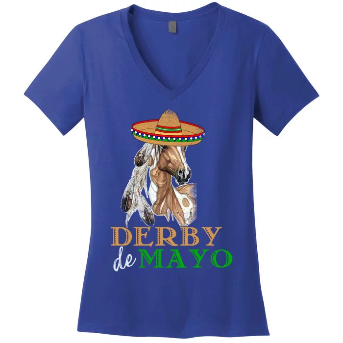 Cinco De Derby Gift Mexican Kentucky Horse Race Meaningful Gift Women's V-Neck T-Shirt