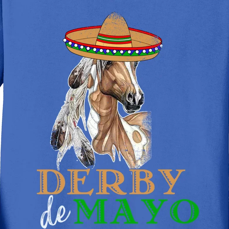 Cinco De Derby Gift Mexican Kentucky Horse Race Meaningful Gift Kids Long Sleeve Shirt