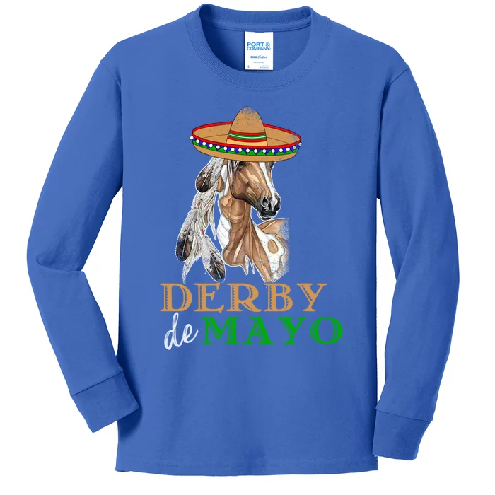 Cinco De Derby Gift Mexican Kentucky Horse Race Meaningful Gift Kids Long Sleeve Shirt