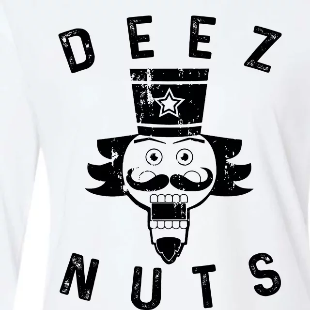 Crazy Dog Deez Nuts Funny Womens Cotton Relaxed Long Sleeve T-Shirt