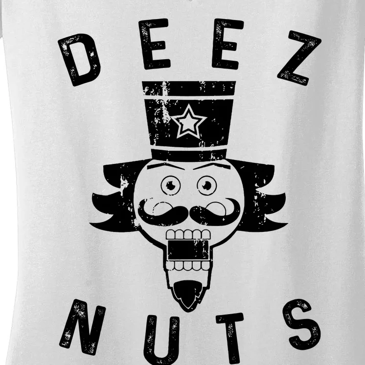 Crazy Dog Deez Nuts Funny Women's V-Neck T-Shirt