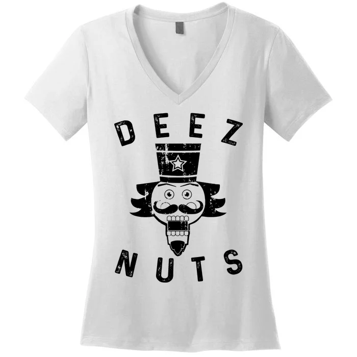 Crazy Dog Deez Nuts Funny Women's V-Neck T-Shirt