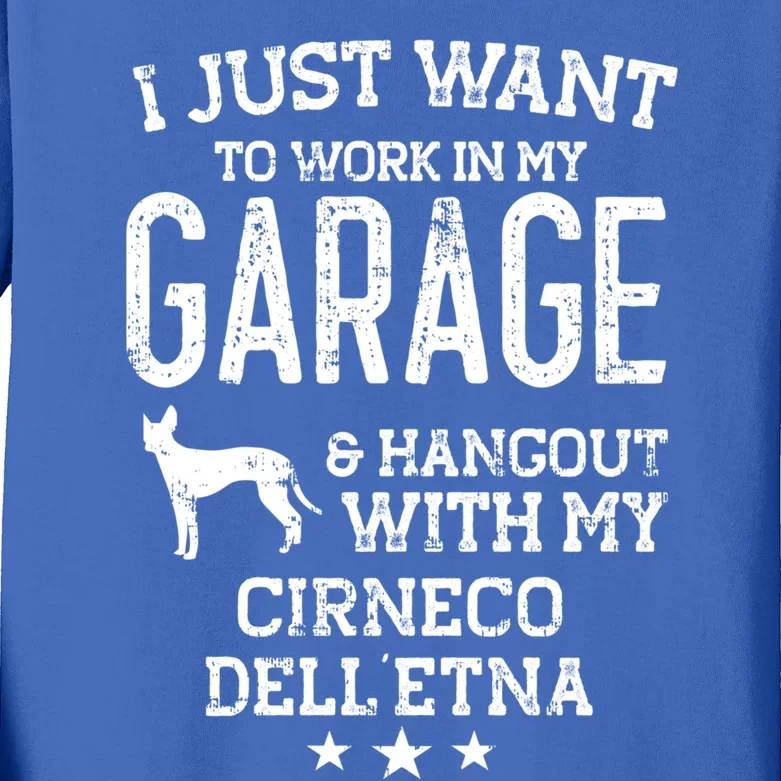 Cirneco Dell’etna Dad Car Garage Hangout Gift Kids Long Sleeve Shirt