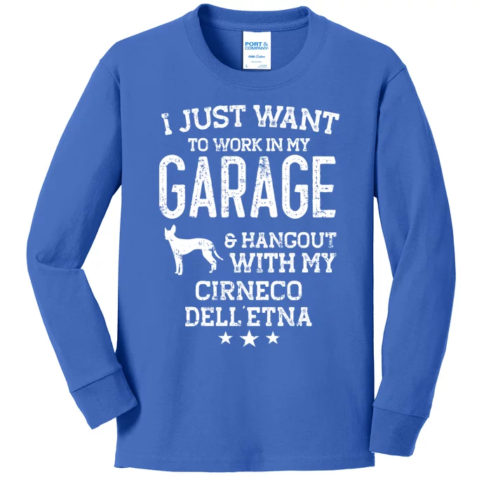 Cirneco Dell’etna Dad Car Garage Hangout Gift Kids Long Sleeve Shirt