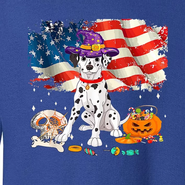 Cute Dog Dalmatian Witch Flag Candy Halloween Spooky Season Gift Toddler Sweatshirt