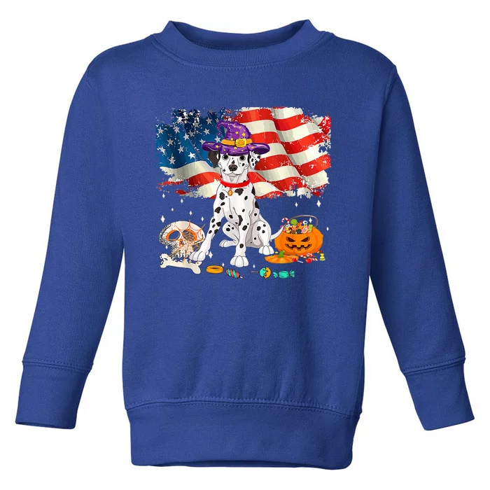 Cute Dog Dalmatian Witch Flag Candy Halloween Spooky Season Gift Toddler Sweatshirt