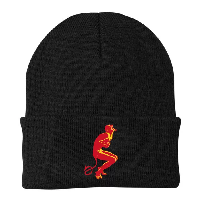 Cool Devil Devil Laughing In Red And Yellow Knit Cap Winter Beanie