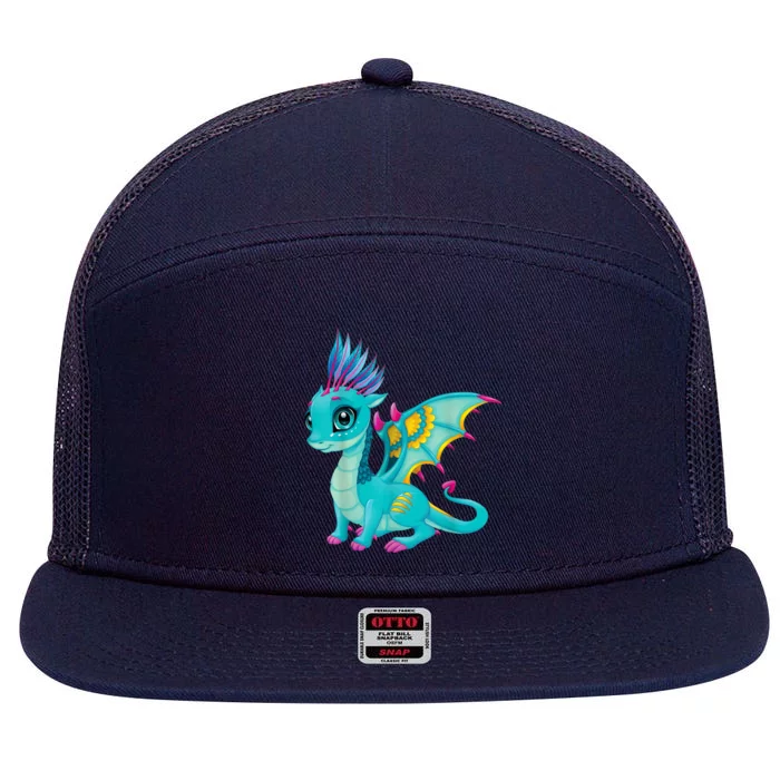 Cute Dragon Design 7 Panel Mesh Trucker Snapback Hat