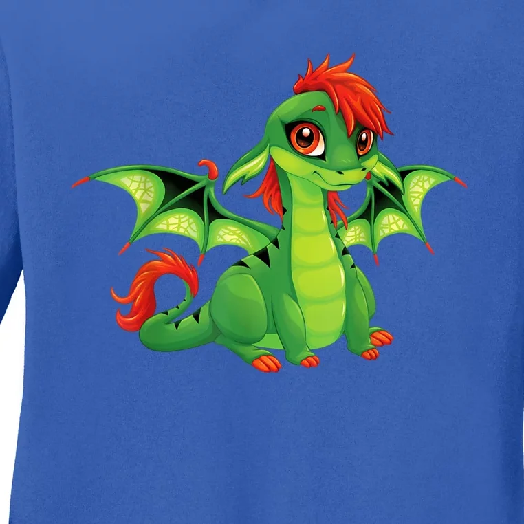 Cute Dragon Design Ladies Long Sleeve Shirt