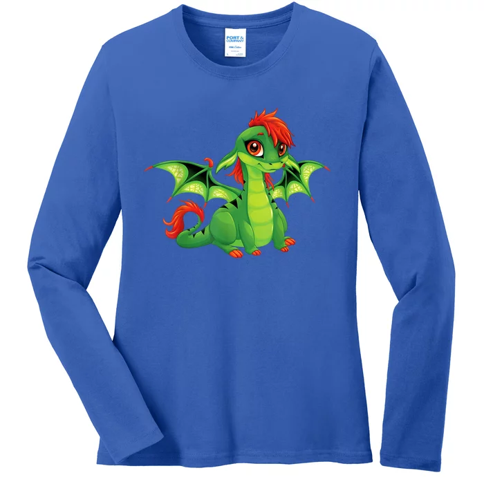 Cute Dragon Design Ladies Long Sleeve Shirt