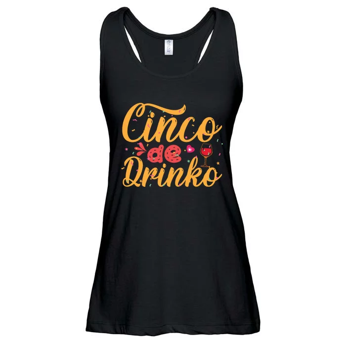 Cinco De Drinko Typography Ladies Essential Flowy Tank