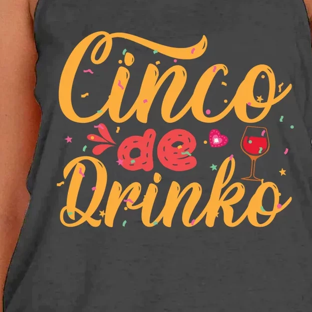 Cinco De Drinko Typography Women's Knotted Racerback Tank