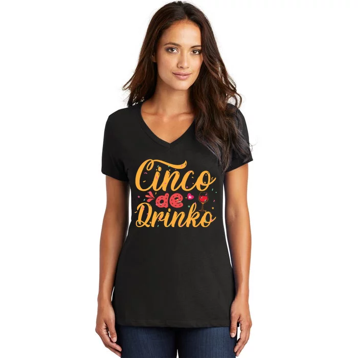 Cinco De Drinko Typography Women's V-Neck T-Shirt