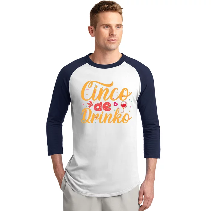 Cinco De Drinko Typography Baseball Sleeve Shirt