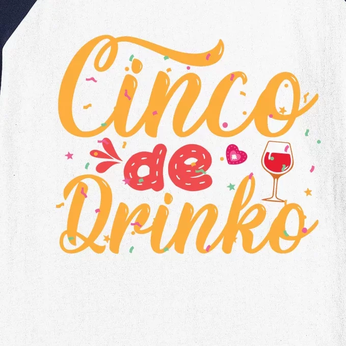 Cinco De Drinko Typography Baseball Sleeve Shirt