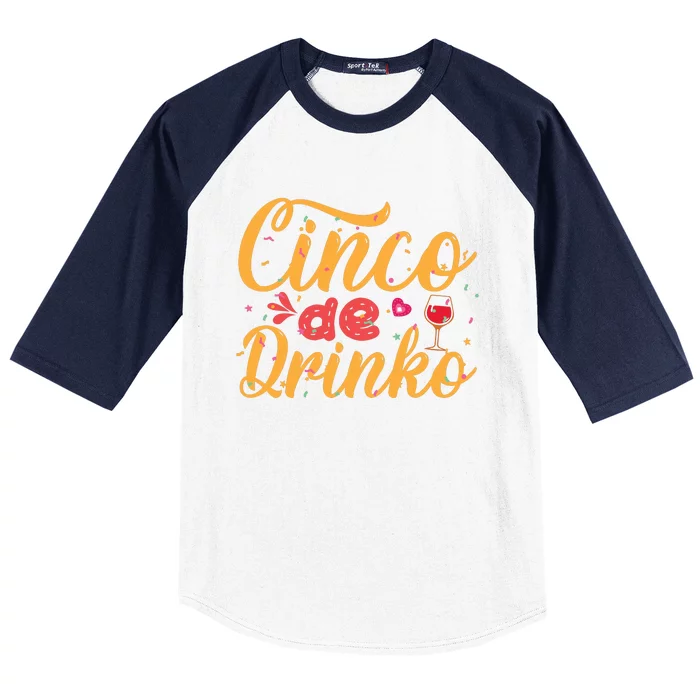 Cinco De Drinko Typography Baseball Sleeve Shirt