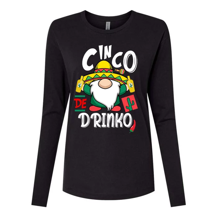 Cinco De Drinko Gnome Womens Cotton Relaxed Long Sleeve T-Shirt